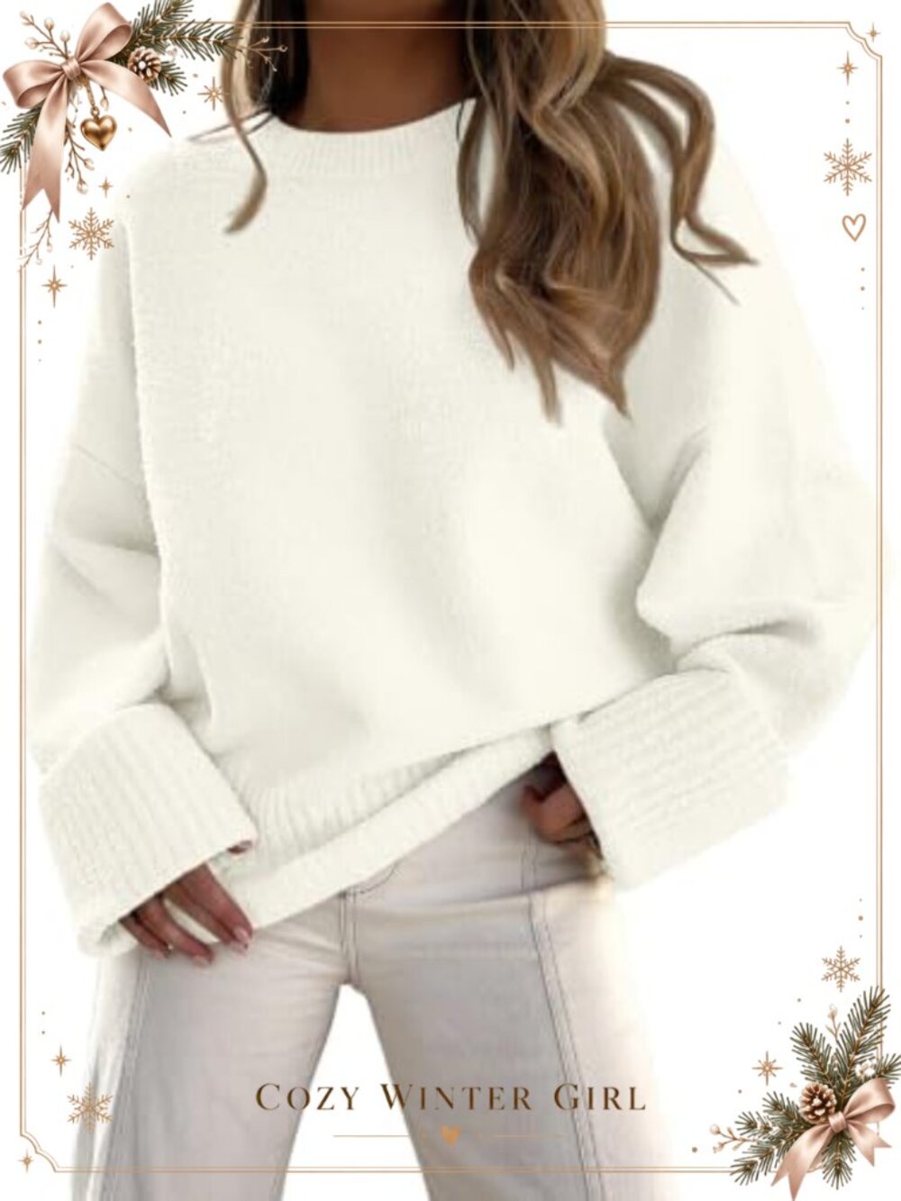 Fuzzy Chunky Knit Oversized Pullover Sweater Crewneck